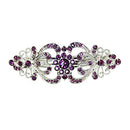 Faship Gorgeous Purple Crystal Hearts And Floral Hair Barrette Faship