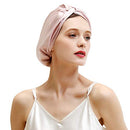 ZIMASILK Silk Sleep Cap - 100% 22Momme Organic Mulberry Silk on Both Sides for Women Hair Care,Silk Night Bonnet with Elastic Stay On Head, Classic Pleated (1Pc, Black) ZIMASILK Store