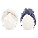 AQUIS - Original Hair Turbans, Set of 2, Perfect Hands-Free Microfiber Hair Drying, White and Dark Grey AQUIS