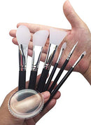 JJMG 7pcs Clear Silicone Makeup Brush Applicator Sponge Perfect for Eye Blush Lips BB CC Cream Foundation Concealer Blending Air Cushion Cosmetics Blender (Set of 7 Silicone Brush & Silisponge) JJMG