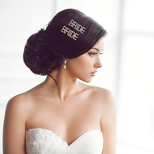 Bridal Hair Pins Hair Accessories for Brides I Bride to Be Hair Clip"BRIDE" Lettering Rhinestone Bobby Pins I 2 PACK I Silver and Gold Bridal Shower, Wedding Jewelry I Bachelorette Party Decorations BARLOO Store