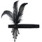BABEYOND 1920s Flapper Headpiece Roaring 20s Great Gatsby Headband Black Feather Headband 1920s Flapper Gatsby Hair Accessories (Black) BABEYOND