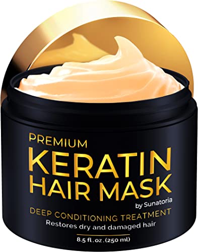 Premium Keratin Hair Mask - Professional Treatment for Hair Repair, Nourishment & Beauty - Hair Mask - Vitamin Complex for All Hair Types - with Omega 3, 9, Vitamin E - Protein Nourishment Mask SUNATORIA