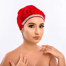 Imprint By Mau Soft Silk Bling Bonnet Night Cap, Satin Smooth Rhinestone Sleep Hat with Wide Band, Prevents Hair Damage and Frizz (Bright Red) IMPRINTS BY MAU