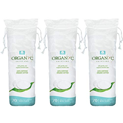Organyc - 100% Organic Cotton Rounds - Biodegradable Cotton, Chemical Free, for Sensitive Skin (210 Count) - Daily Cosmetics. Beauty and Personal Care Organyc
