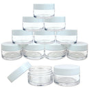 Beauticom 12 Pieces 20G/20ML Round Clear Jars with WHITE Lids for Lotion, Creams, Toners, Lip Balms, Makeup Samples - BPA Free Beauticom