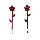Faship A Pair Of Red Rhinestone Crystal Floral Hair Clips 2 Pcs Pins Faship