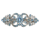 Faship Gorgeous Aqua Crystal Hearts And Floral Hair Barrette Faship