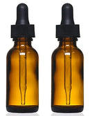 Amber Glass Bottles with Eye Droppers (1 oz, 2 pk) For Essential Oils, Colognes & Perfumes, Blank Labels Included Manufacturer Direct