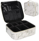 Relavel Travel Makeup Train Case Makeup Cosmetic Case Organizer Portable Artist Storage Bag with Adjustable Dividers for Cosmetics Makeup Brushes Toiletry Jewelry Digital Accessories (Marble, White) Relavel