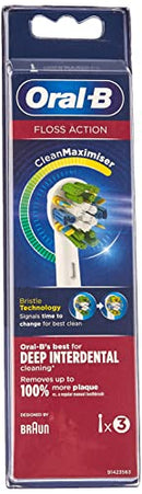 Oral B Floss Action Replacement Brush Heads Refill, 3Count, White Oral-B