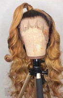 Ombre Blonde Lace Front Wigs Brazilian Brown Hair Honey Blonde 13x4 Lace Frontal Wig 20inch 2 Tones 1B/27