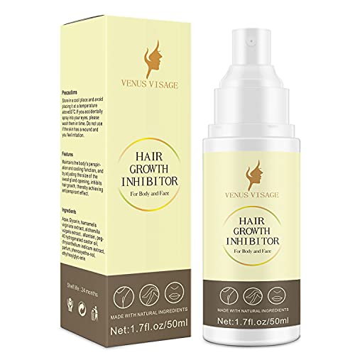 Hair Inhibitor 50ml Upgraded, Hair Stop Growth Spray, Non-Irritating Hair Removal Inhibitor for Body and Face, Arm, Armpit, Leg for Men and Women VENUS VISAGE