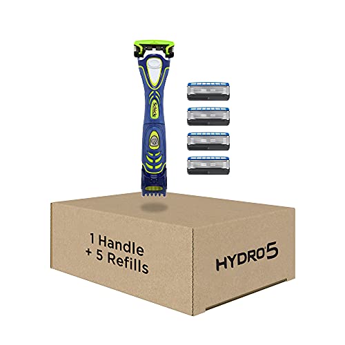 Schick Hydro Skin Comfort Beard Groomer, 4-in-1 Power Razor and Trimmer for Men, 1 Handle and 5 Refills Schick