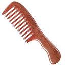 Onedor Handmade 100% Natural Red Sandalwood Hair Combs - Anti-Static Sandalwood Scent Natural Hair Detangler Wooden Comb (Red Sandalwood Extra Wide Tooth with Ripple Shape Handle) Onedor