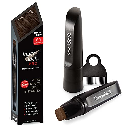 TouchBack PRO Gray Root Touch Up Marker Applicator - Real Hair Color Medium Brown TouchBack