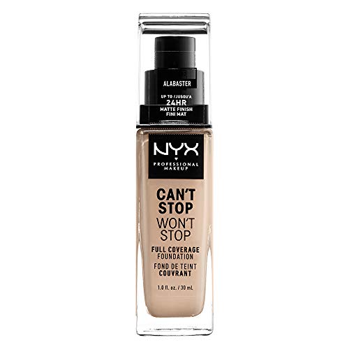 NYX PROFESSIONAL MAKEUP Can't Stop Won't Stop Foundation, 24h Full Coverage Matte Finish - Alabaster NYX PROFESSIONAL MAKEUP