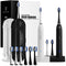 AquaSonic Duo Dual Handle Ultra Whitening 40,000 VPM Wireless Charging Electric ToothBrushes - 3 Modes with Smart Timers - 10 Dupont Brush Heads & 2 Travel Cases Included Aquasonic