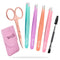 Eyebrow Tweezer Set, TsMADDTs 6 Pcs Tweezers Set for Women, Precision Tweezer for Eyebrows with Curved Scissors for Ingrown Hair, Hair Plucking Daily Beauty Tools with Leather Travel Case TsMADDTs