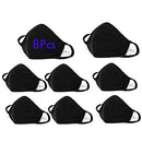8Pack Fashion Protective Face Masks, Unisex Black Dust Cotton, Washable, Reusable Cotton Fabric Mouth Covering MEISEN