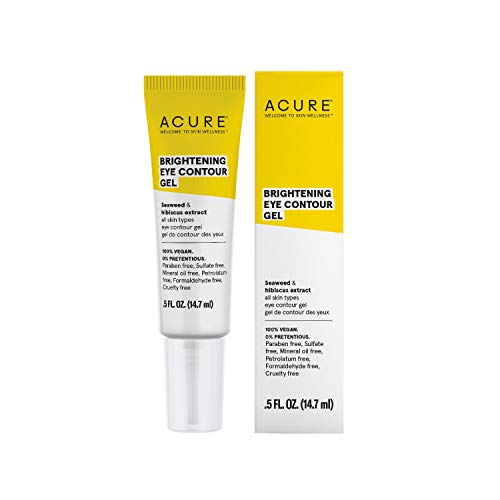 ACURE Brightening Eye Contour Gel | 100% Vegan | For A Brighter Appearance | Seaweed & Hibiscus Extract - Rejuvenates, Hydrates & Soothes | All Skin Types | 0.5 Fl Oz Acure