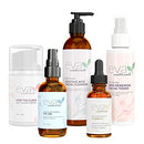 Eva Naturals Rewind Time Bundle - Vitamin C Plus Serum (1oz), Eye Gel (2oz), Stop the Clock Moisturizing Cream (1.7oz), Glycolic Acid Cleanser (6oz), All-in-One Skin Renewing Facial Toner (4oz) Eva Naturals