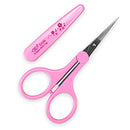 Humbee, Stainless Steel Hair Grooming and Trimming Scissors Set, For Facial Hair, Nose Hair, Eyebrow Scissors, Eyelash Scissors, Mustache, and Beard (Straight Edge, Pink Long Cap) Humbee