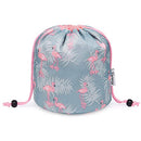 Barrel Makeup Bag Travel Drawstring Cosmetic Bag Toiletry Organizer Waterproof for Women and Girls (Small, Flamingo) Narwey
