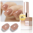 Double Rhythm Translucent Gel Polish Sheer Neutral Natural Light Milky Same Color Same Bottle 15ML Jelly UV Polish Nail Art DIY at Home (Jelly Nude Brown-A1492) Infinity Warehouse