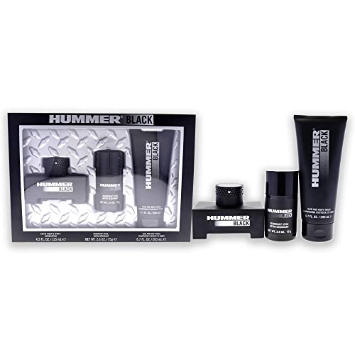 Hummer Hummer Black Men 4.2oz EDT Spray, 2.6oz Deodorant Stick, 6.7oz Hair and Body Wash 3 Pc Gift Set Hummer