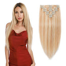 MY-LADY Clip in 100% Remy Human Hair Extensions Highlighted Highlight Full Head 8pcs 18clips Short Soft Silky Straight 10" / 10 inch 70g,