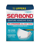 Sea Bond Secure Denture Adhesive Seals Original Uppers, Zinc Free, All Day Hold, Mess Free, 15 Count Sea-Bond