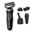 Braun Electric Razor for Men Flex Head Foil Shaver with Beard Trimmer, Rechargeable, Wet & Dry, 4-in-1 SmartCare Center and Travel Case, Black, 6 Piece Set Braun