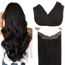 GOO GOO Human Hair Extensions Wire Hair, 95g 18 Inch Natural Black Remy Human Hair Extensions Secret Fish Line Layered Hairpiece Stiraight Wire Hair Extensions for Women GOO GOO