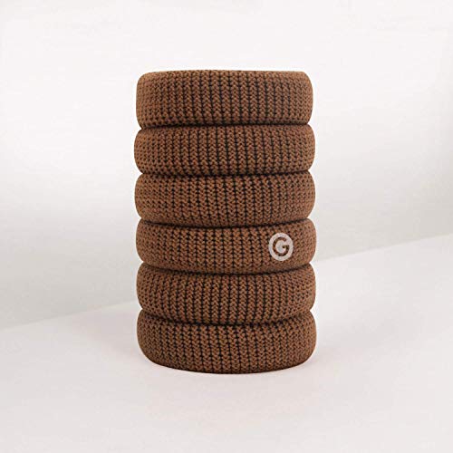 GIMME Bands Thick Fit Hair Ties | No Break Microfiber Thick Hair Elastics | A Firm Yet Gentle All Day Hold with No Snagging, Dents, or Breakage | Brown Chestnut GIMME