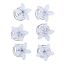 LUX ACCESSORIES White Flower Crystal Rhinestone Fashion Silvertone Hair Twist LUX ACCESSORIES