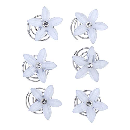 LUX ACCESSORIES White Flower Crystal Rhinestone Fashion Silvertone Hair Twist LUX ACCESSORIES