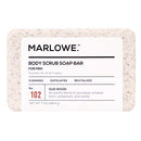 MARLOWE. No. 102 Men's Body Scrub Soap 7 oz | Earthy Oud Wood Scent | Best Exfoliating Bar for Men | Made with Natural Ingredients | Green Tea Extract | Updated Scent Marlowe