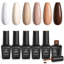 Beetles Gel Nail Polish Kit- 6 Colors Nude Gel Polish Set Soak Off Nail Gel Polish Set White Ivory Nude Pink Peach Brown Natural Skin Tone Gel Nail Manicure Kit DIY Home Valentine's Day Decoration beetles Gel Polish