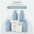 Purely | 150pc set | Hotel Soaps and Toiletries Bulk set | Airbnb Essentials for Hosts | Mini Travel Size Shampoo and Conditioner Sets | Bulk Travel Size Toiletries | Homeless Supplies Bulk Infinity Warehouse