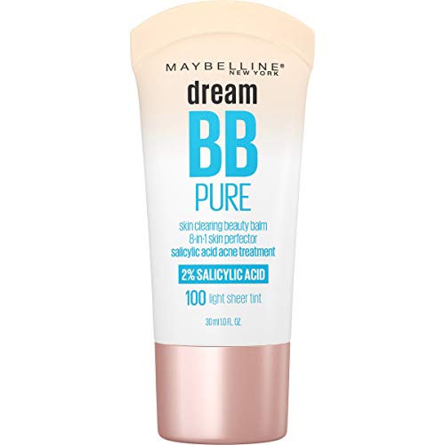 Maybelline Dream Pure Skin Clearing BB Cream, 8-in-1 Skin Perfecting Beauty Balm With 2% Salicylic Acid, Sheer Tint Coverage, Oil-Free, Light, 1 Fl Oz Maybelline New York