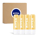 NIVEA Milk and Honey Lip Care, Moisturizing Lip Balm Stick with Shea Butter, 4 Pack of 0.17 Oz Sticks NIVEA