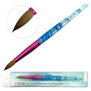 PANA USA Acrylic Nail Brush Pure Kolinsky Hair Acrylic White Swirl Blue Handle with Pink Ferrule Round Shaped - Size 10 PANA
