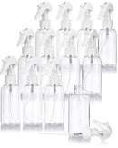 4 oz / 120 ml Clear Plastic PET Boston Round Bottle (BPA Free) with White Trigger Spray (12 pack) JUVITUS Store
