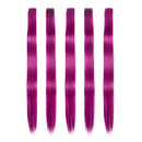 Winsky Purple-red Clip in Colored Hair Extensions 100% Real Human Hair - Straight Highlights Girls Clip on Hairpieces 5 Pieces/Set (18inch, Purple-red） Winsky
