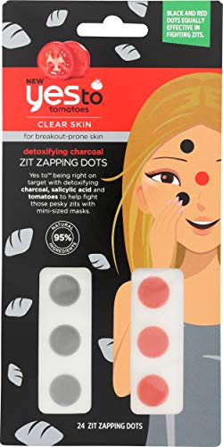 Yes To Tomatoes Detoxifying Charcoal Zit Zapping Dots, Red, 24 Count (1025182) Yes To