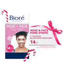 Bioré Nose+Face, Deep Cleansing Pore Strips, 7 Nose + 7 Chin or Forehead, with Instant Blackhead Removal and Pore Unclogging, 14 Count, Oil-free, Non-Comedogenic Use Bioré