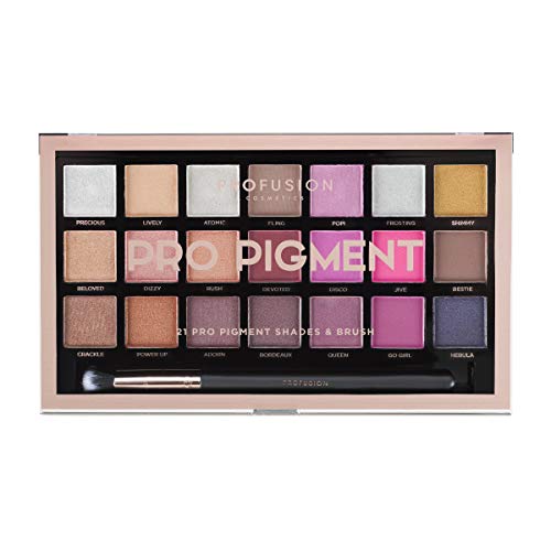 Profusion Cosmetics 21 Shade Eyeshadow Palette Collection & Brush, Pro Pigments Profusion Cosmetics