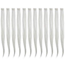 SWACC 12 Pcs Straight One Color Party Highlights Clip on in Hair Extensions Colored Hair Streak Synthetic Hairpieces (Sliver Gray) SWACC