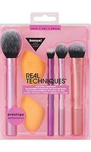 Real Techniques Makeup Brush Set with 2 Sponge Blenders for Eyeshadow, Foundation, Blush, and Concealer, 6 Piece Makeup Brush Set Real Techniques